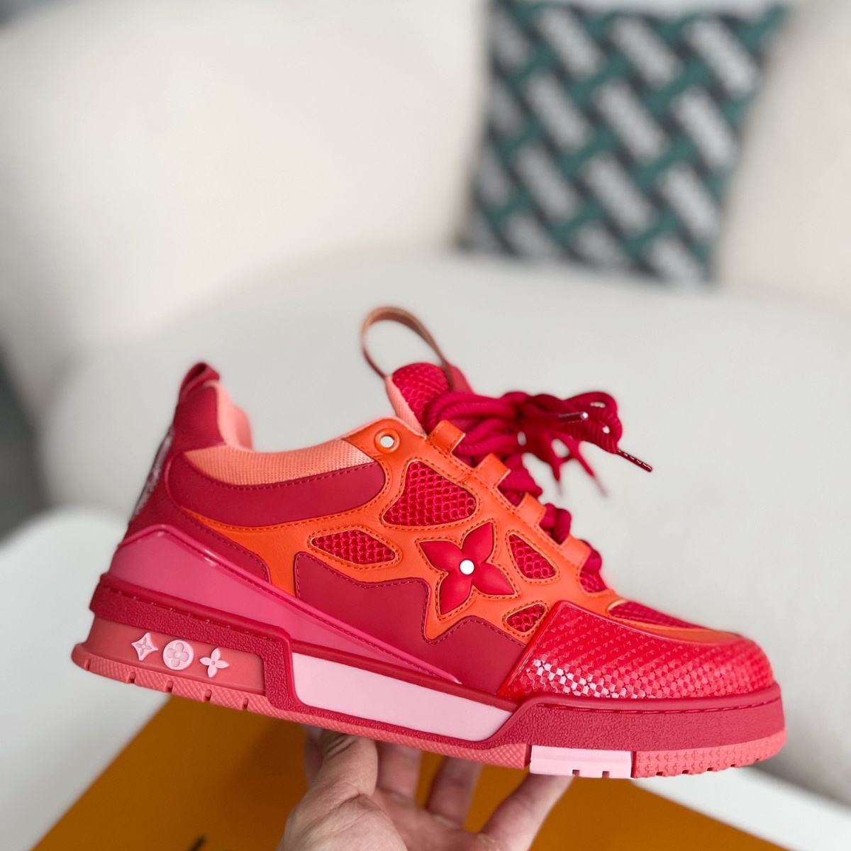 Red Two-Tone 'Skate' Sneakers