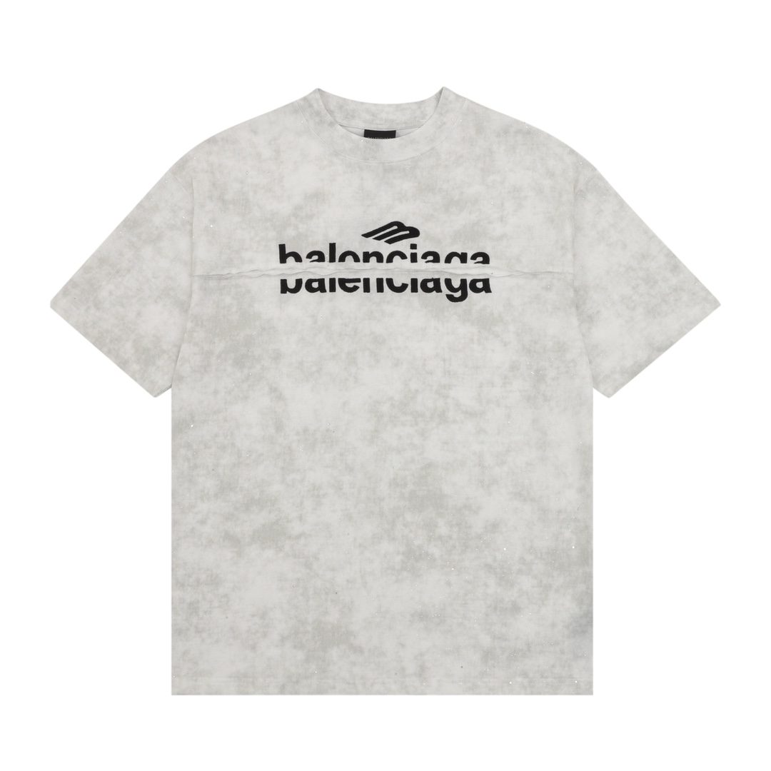 Distressed embroidered lettering T-shirt