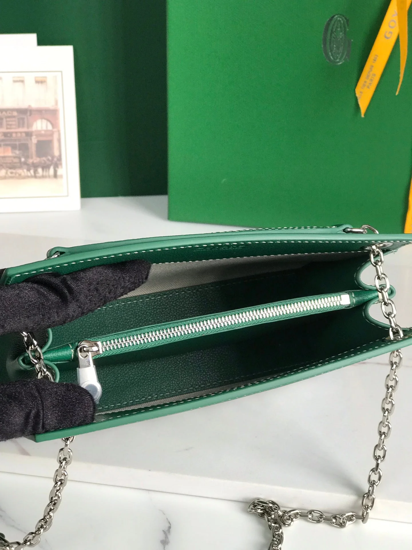 Green Calfskin Structured Mini Bag