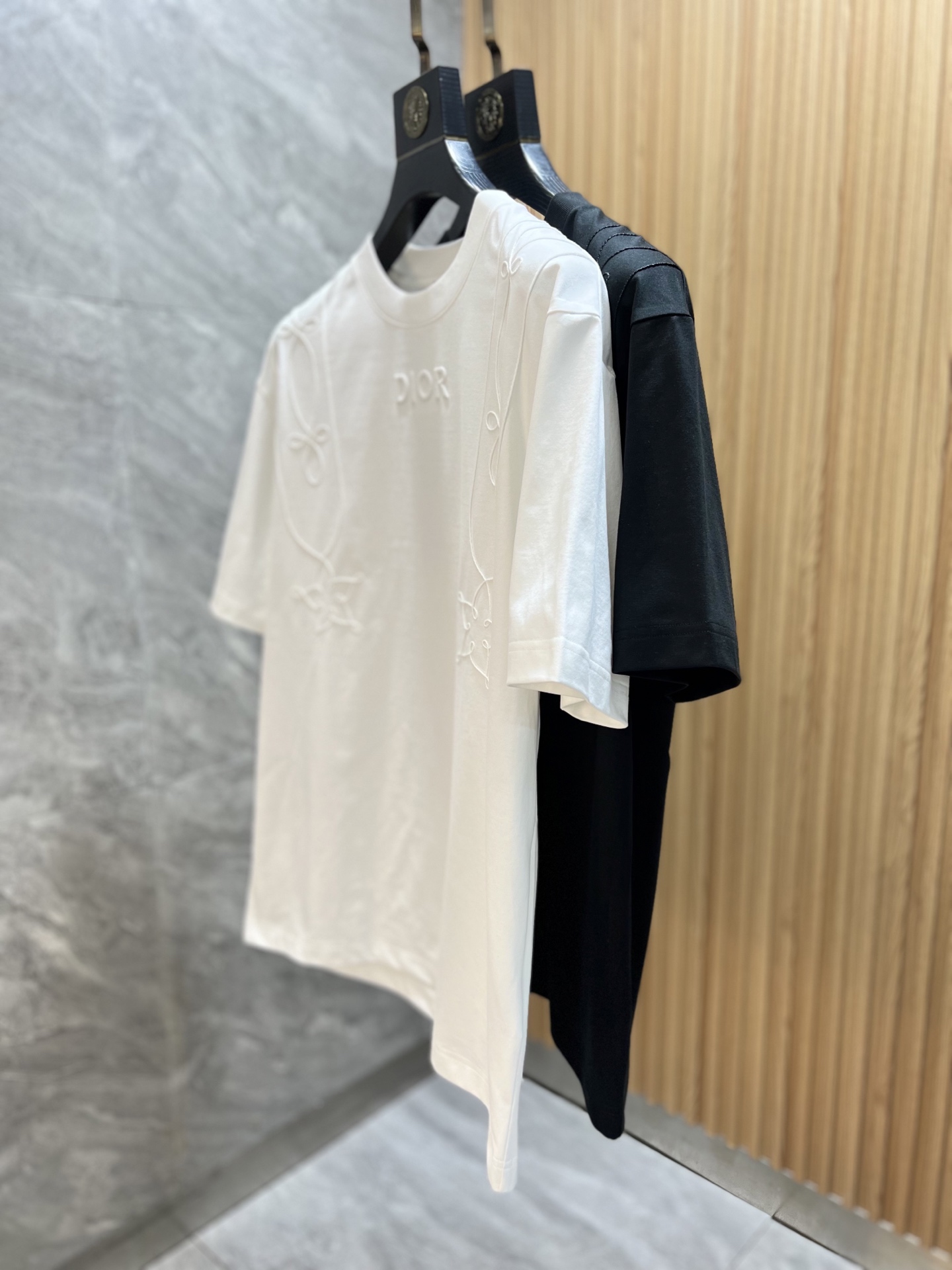 Washed and worn embroidered T-shirt