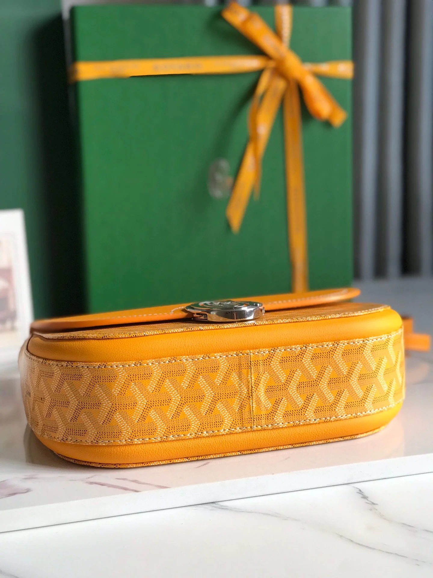 Yellow Calfskin Canvas Bag