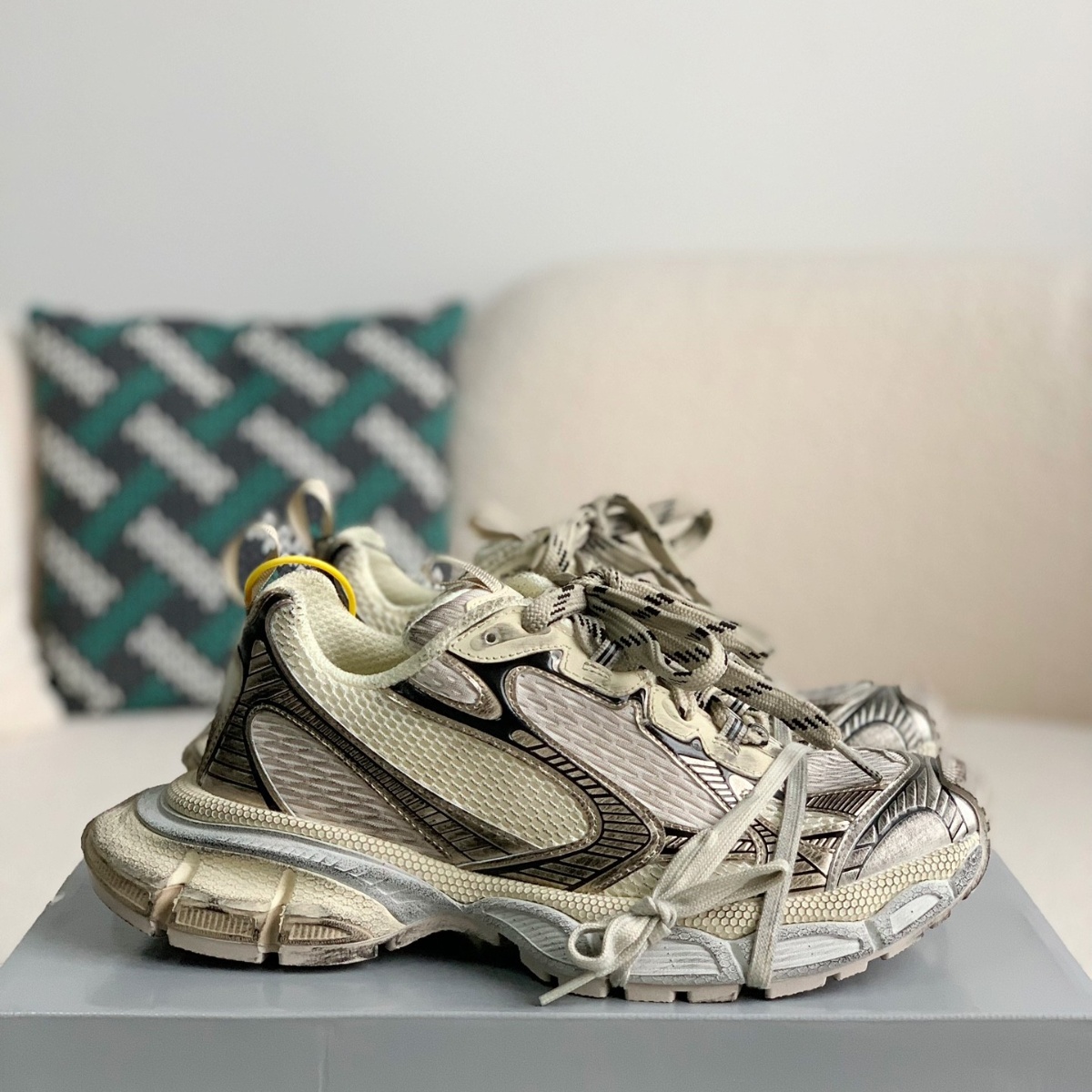 3XL logo-embossed mesh trainers