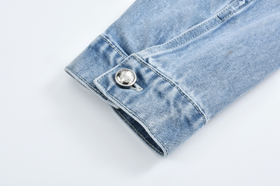 Denim Jacket Blue Embroidery Slim Fit