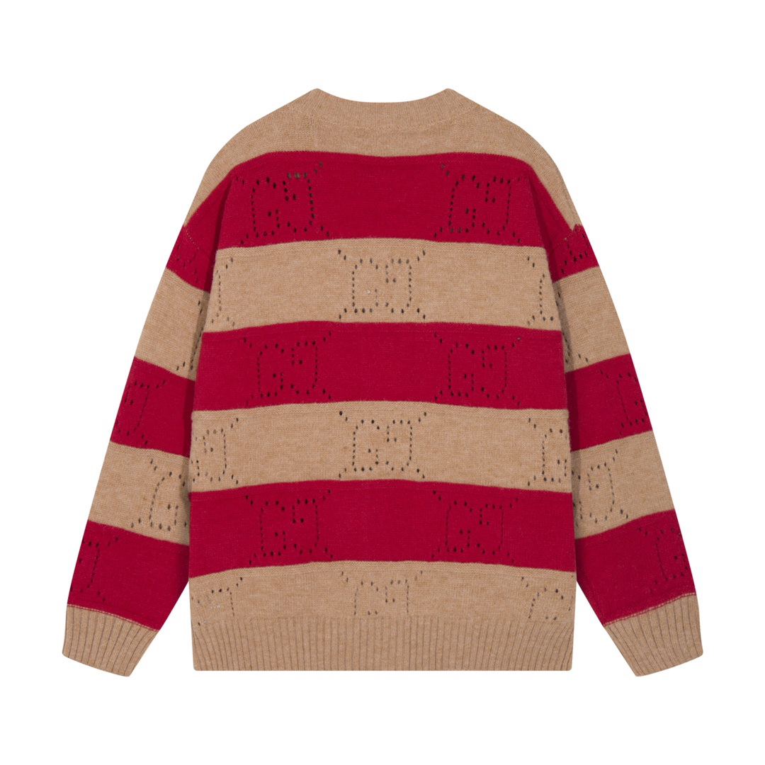 Red and brown striped wool sweater
