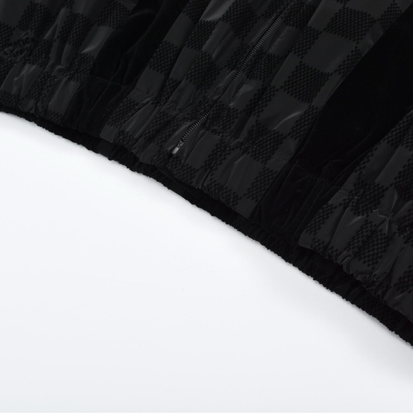 Checkerboard lettering flocked jacket