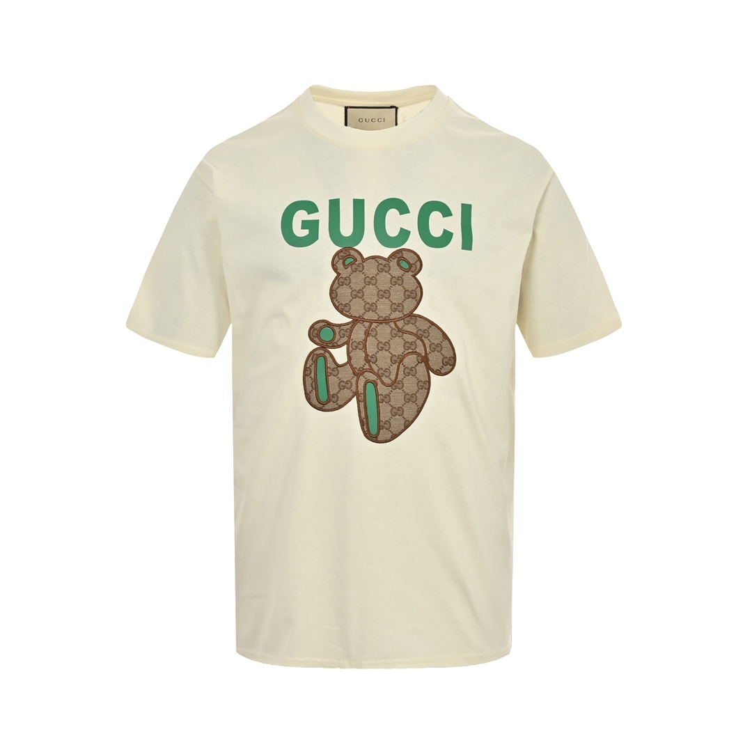 Monogram patch bear embroidered T-shirt