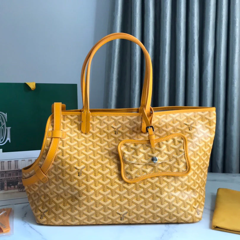 Yellow Canvas Calfskin Trim Bag