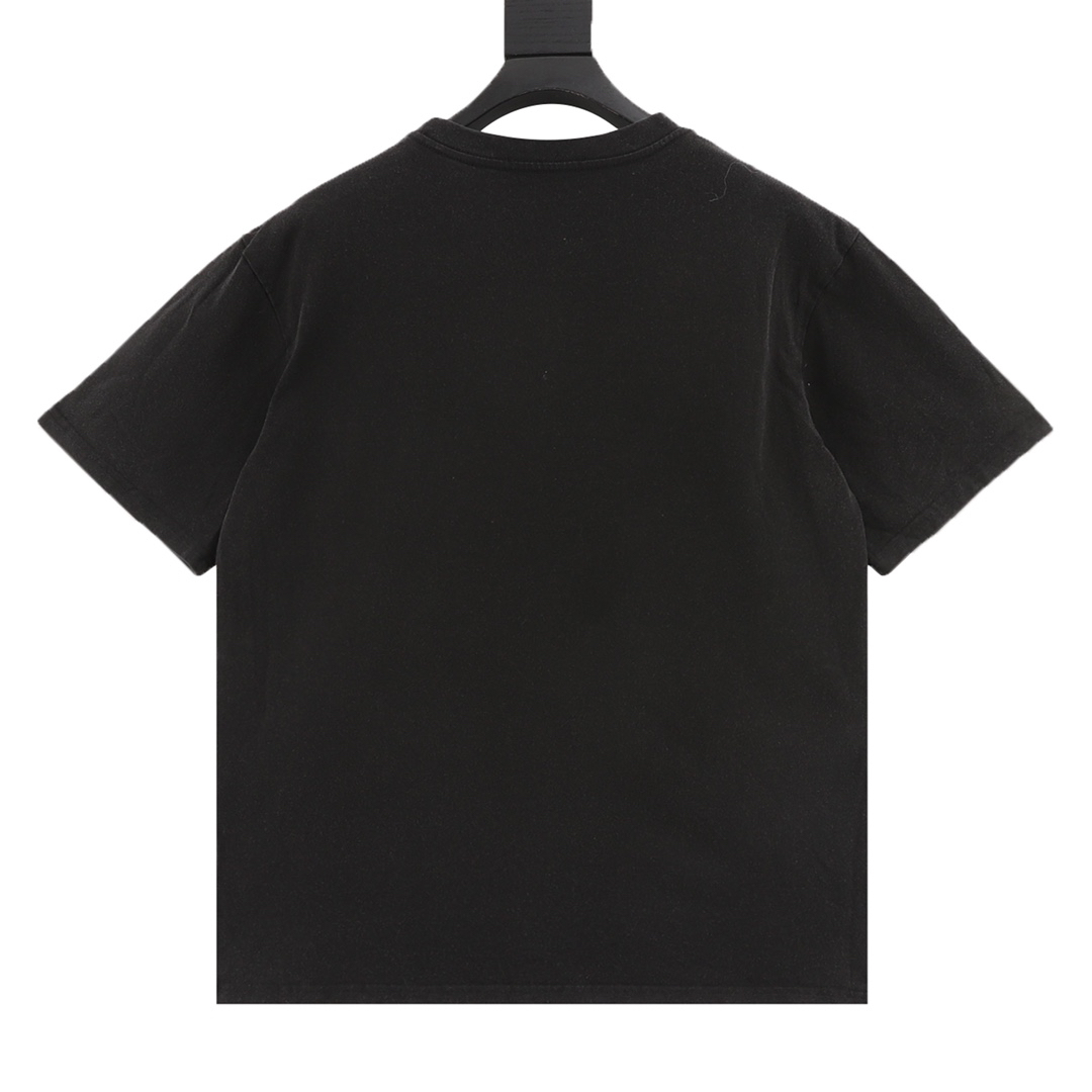 White ring washed printed T-shirt