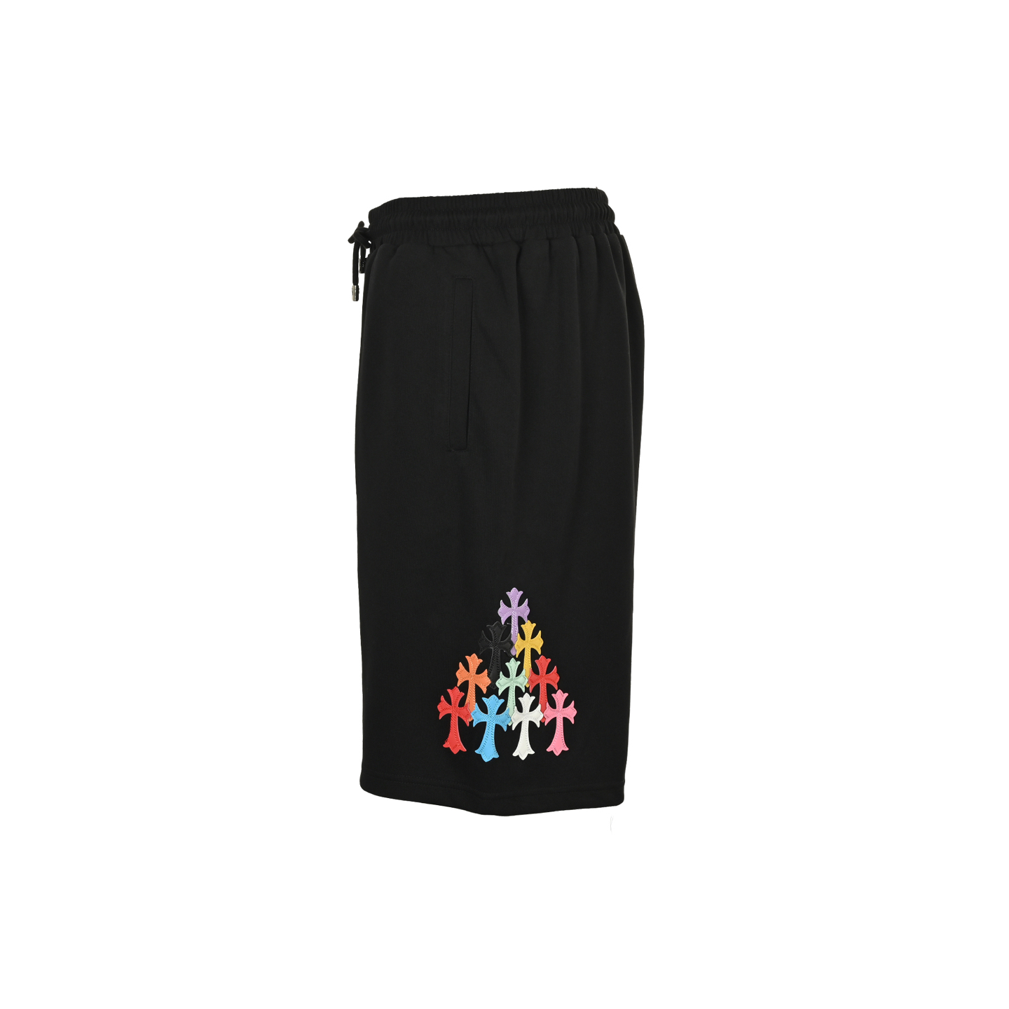 Embroidered Colorful Leather Label Cross Shorts