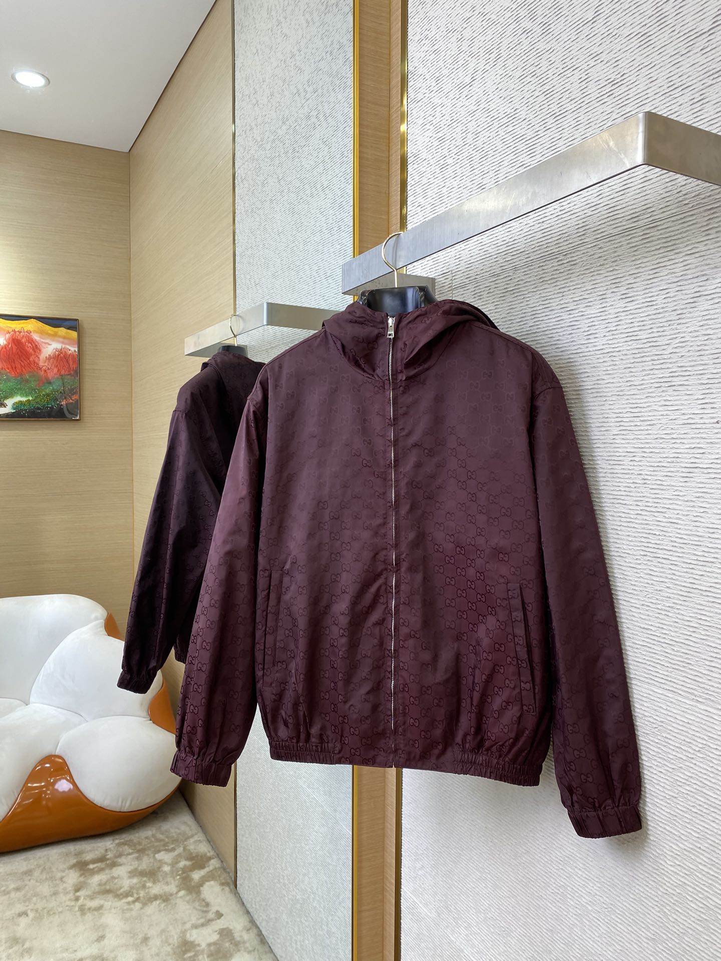 Jacquard Indonesian Dragon Fabric Hooded Jacket