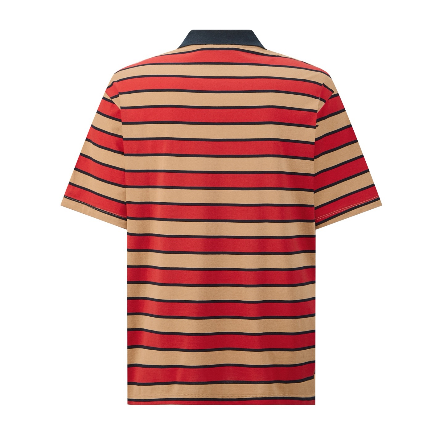 Striped lapel embroidered polo shirt