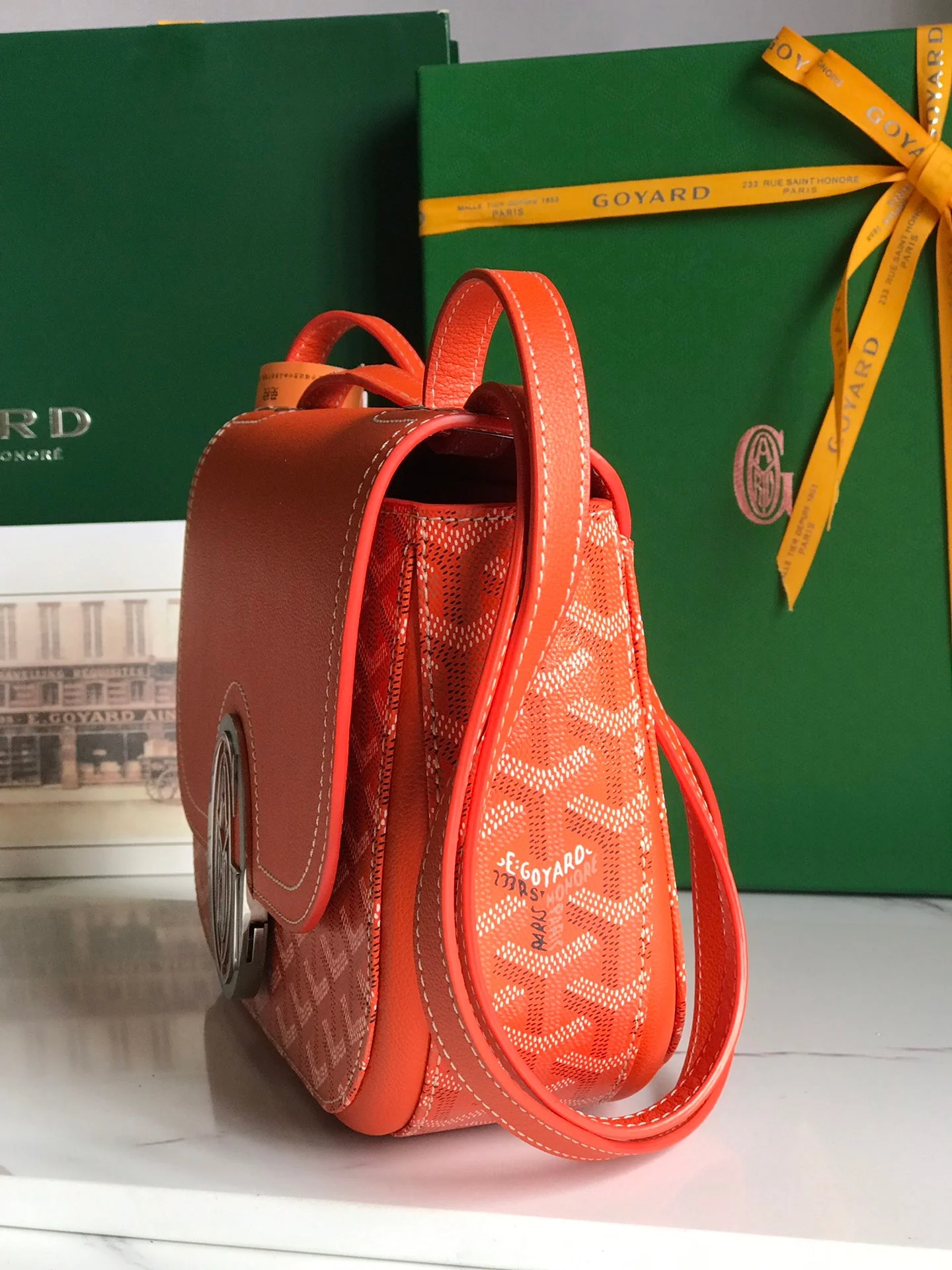 Orange Calfskin Canvas Bag