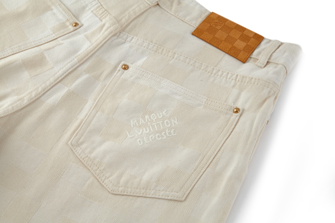 Mosaic check denim shorts