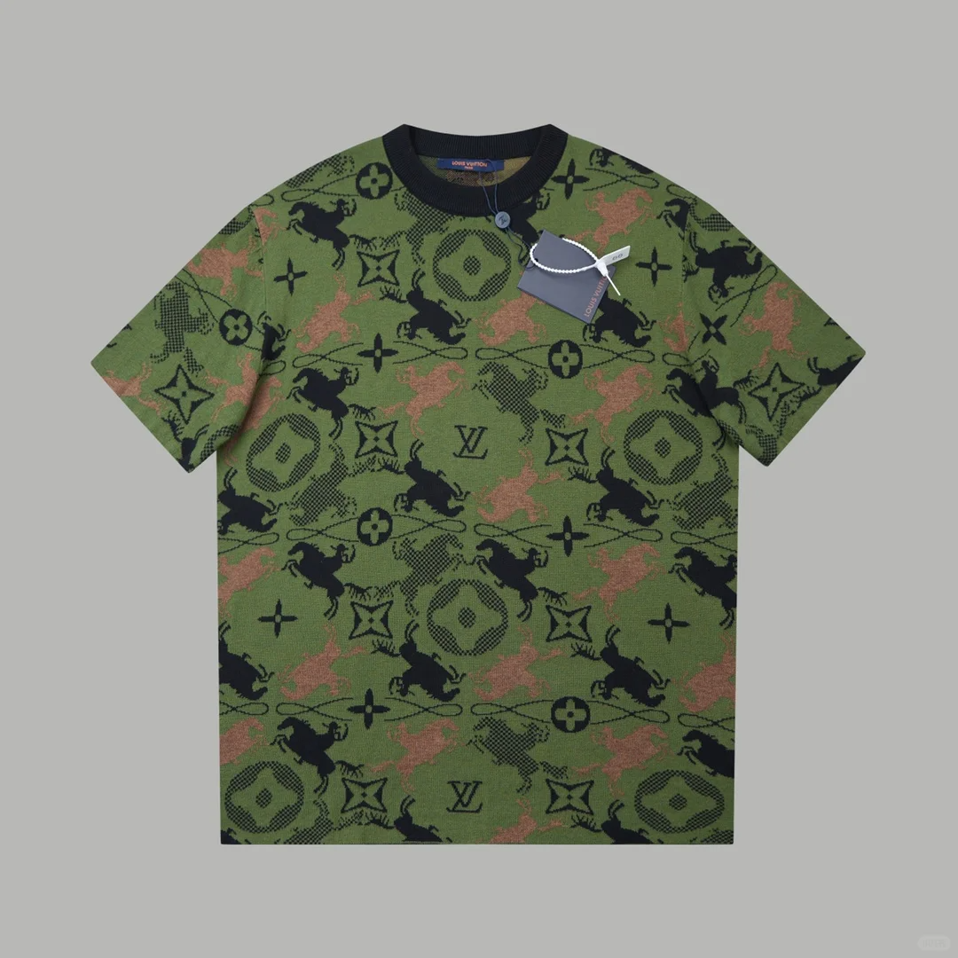 Camouflage knitted short-sleeved T-shirt