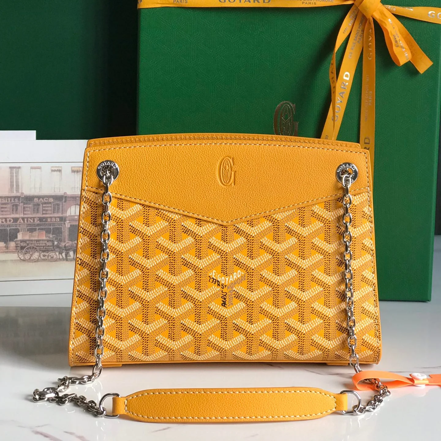 Yellow Calfskin Structured Mini Bag