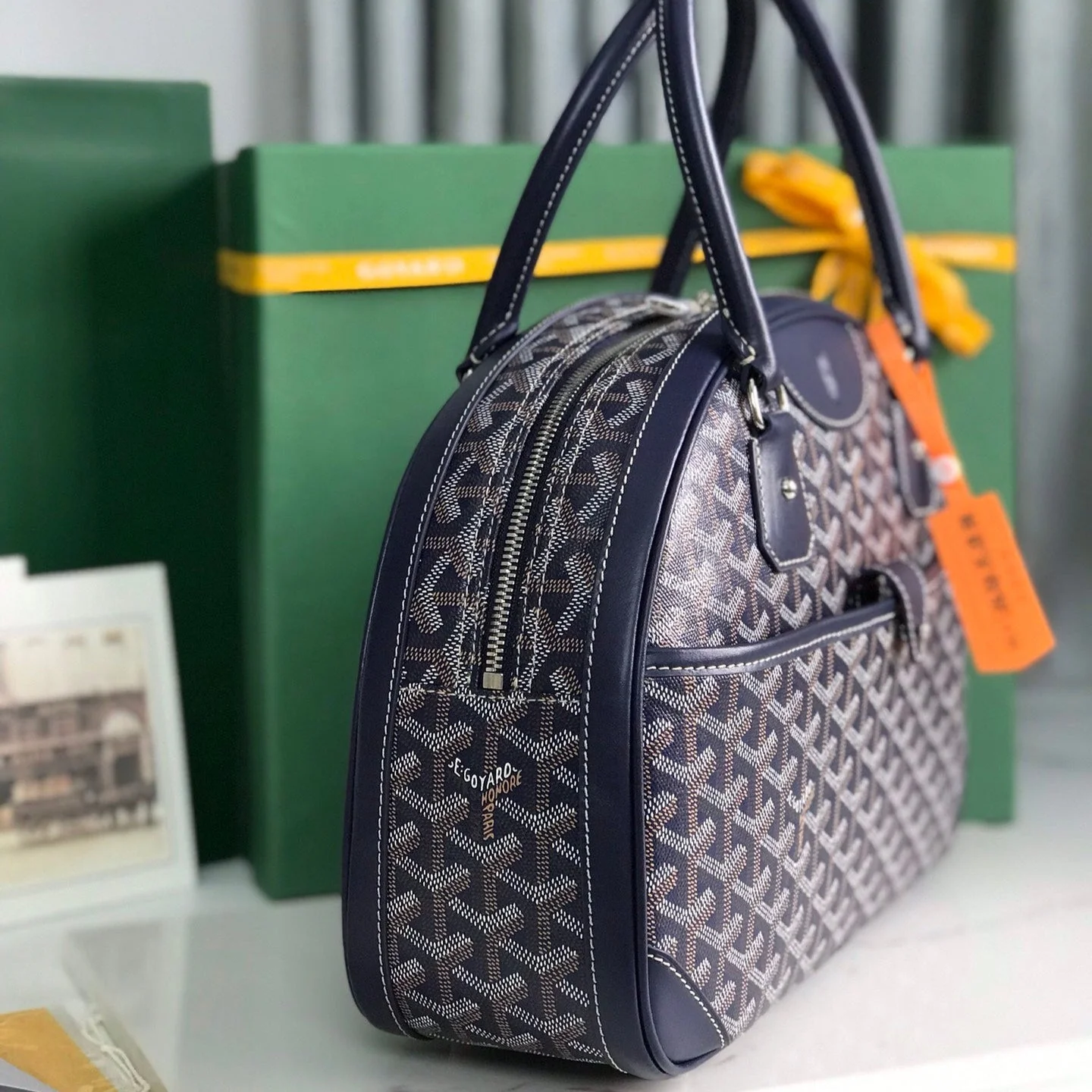 Dark blue Calfskin Handbag