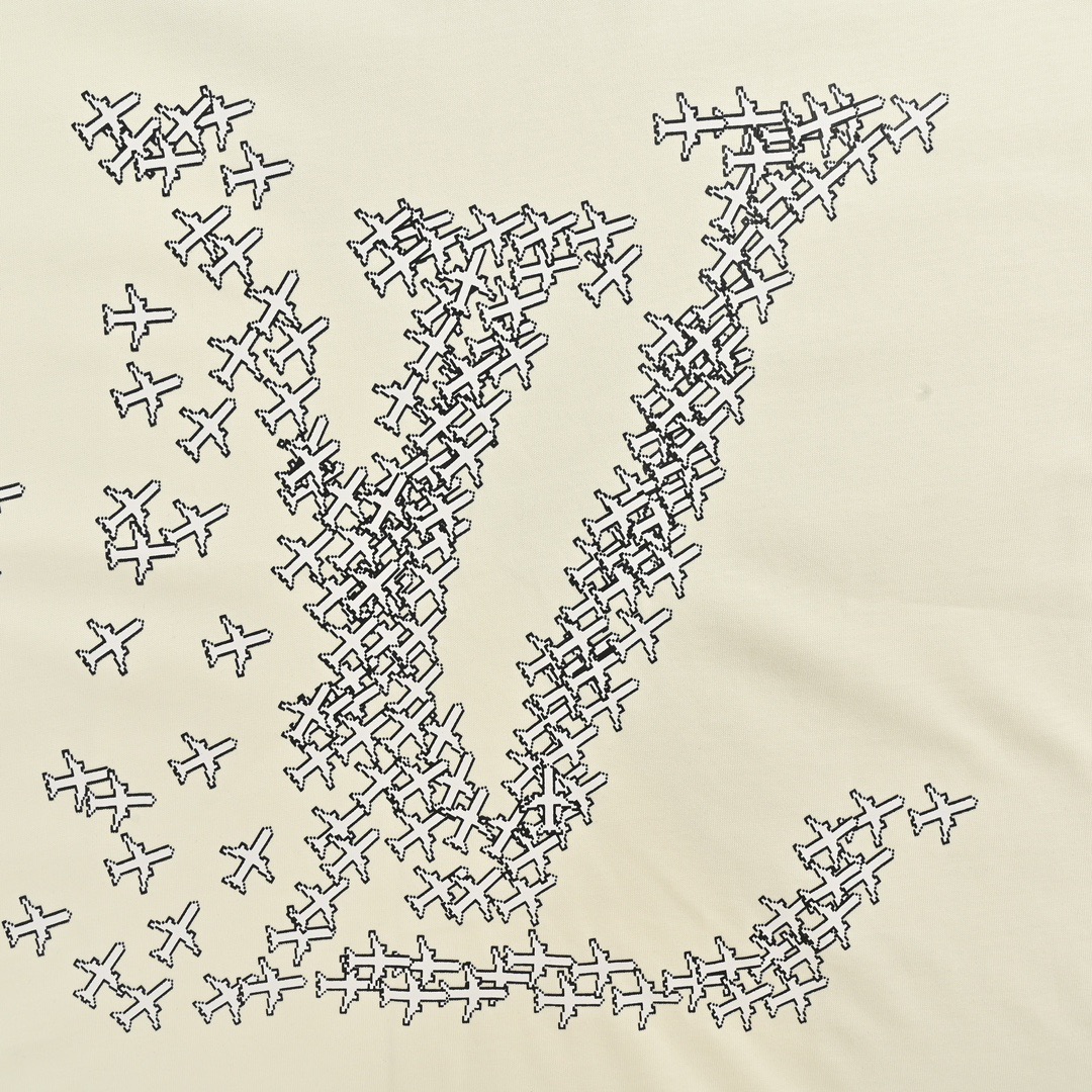 Airplane lettering logo print short-sleeved T-shirt