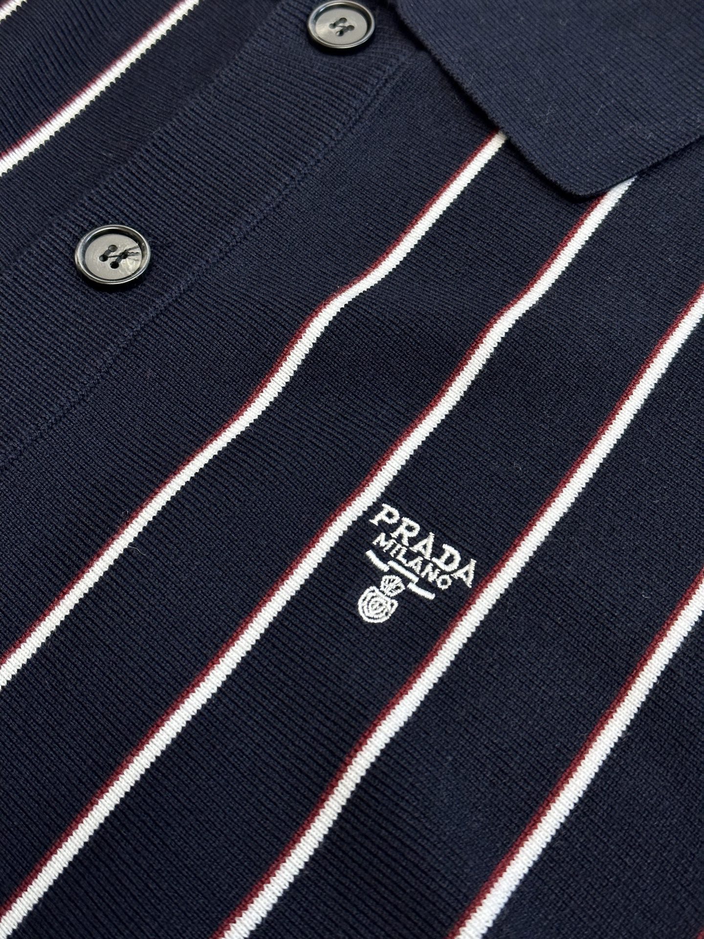 Stripe embroidered long-sleeved sweater