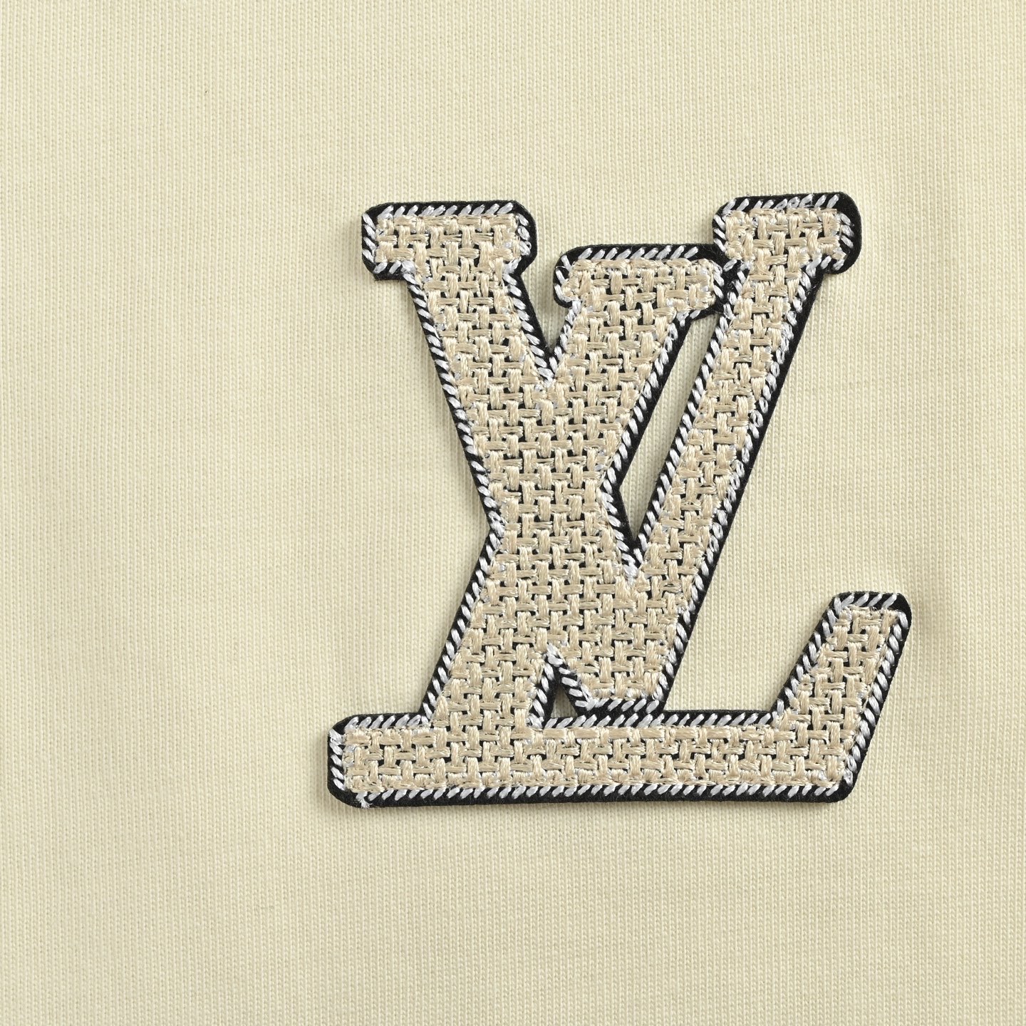 Woven embroidered lettering short-sleeved T-shirt