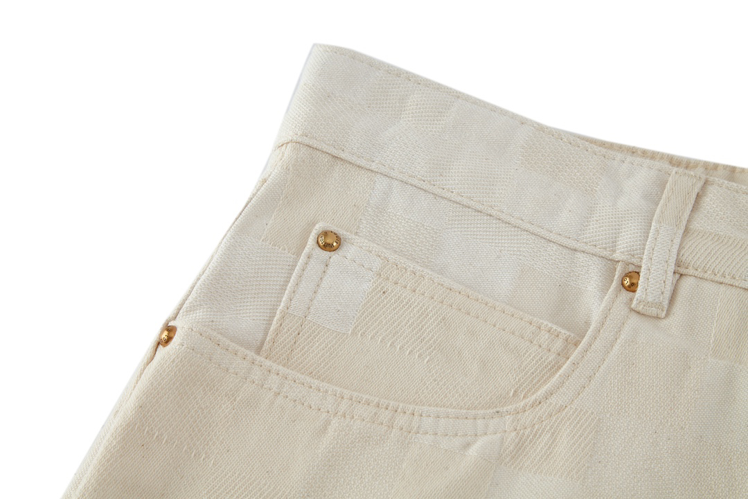 Mosaic check denim shorts