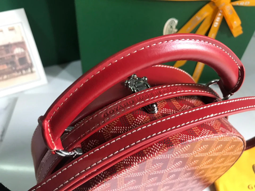 Hatbox Luggage Bag 18cm Red Canvas