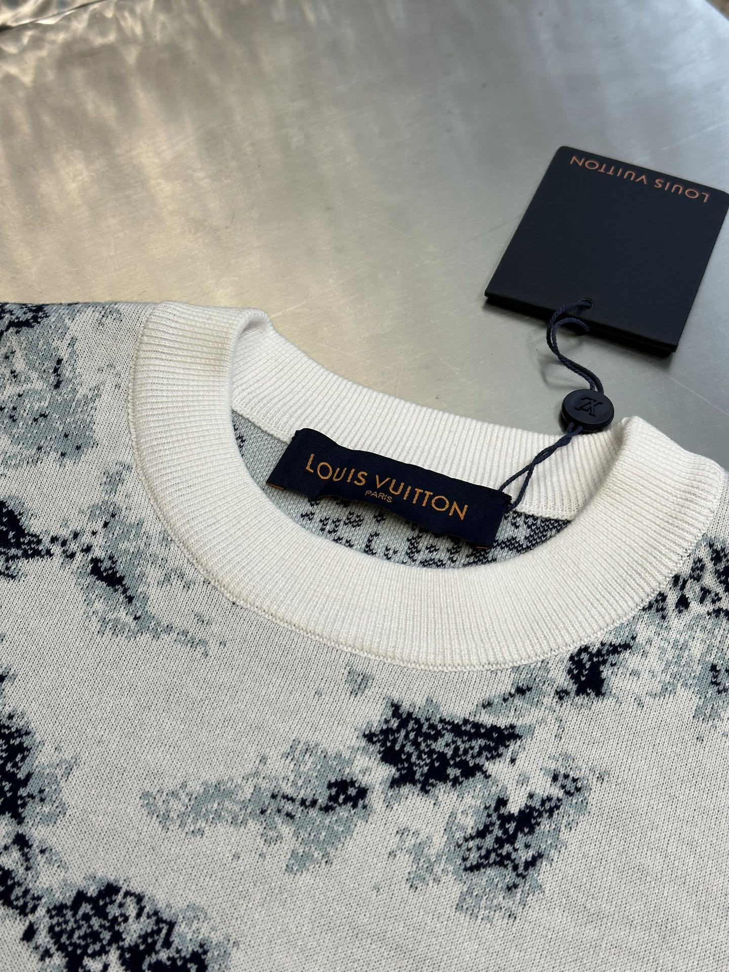 Blue And White Gradient Ink Sweater