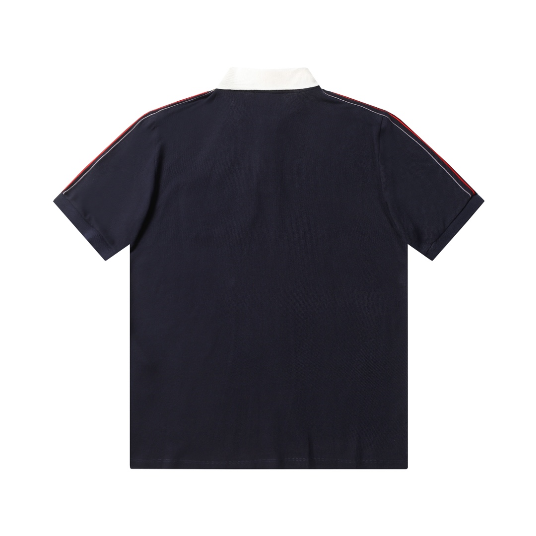 Green And Red Embroidered Patch Polo Shirt Short Sleeves