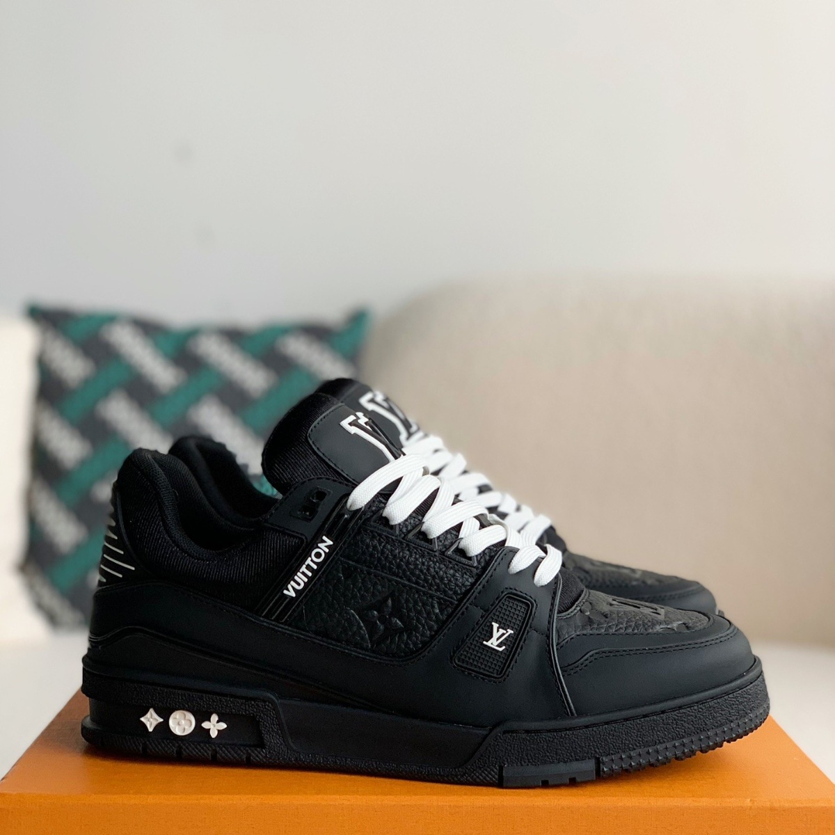 Black Calf Leather Sneakers