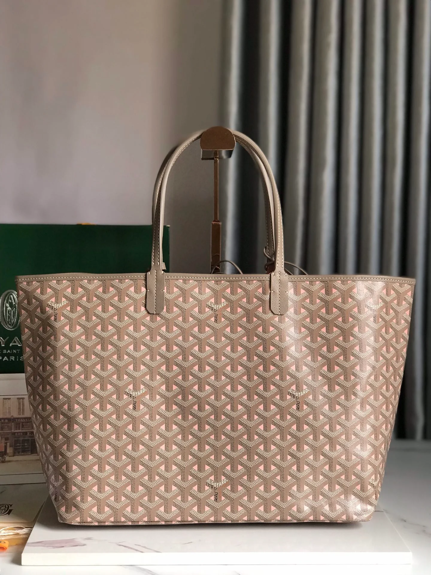 Grey And Pink Canvas Bag