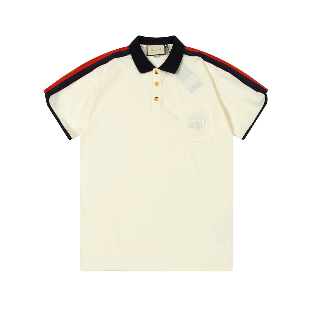 Pocket embroidery colorblock polo shirt