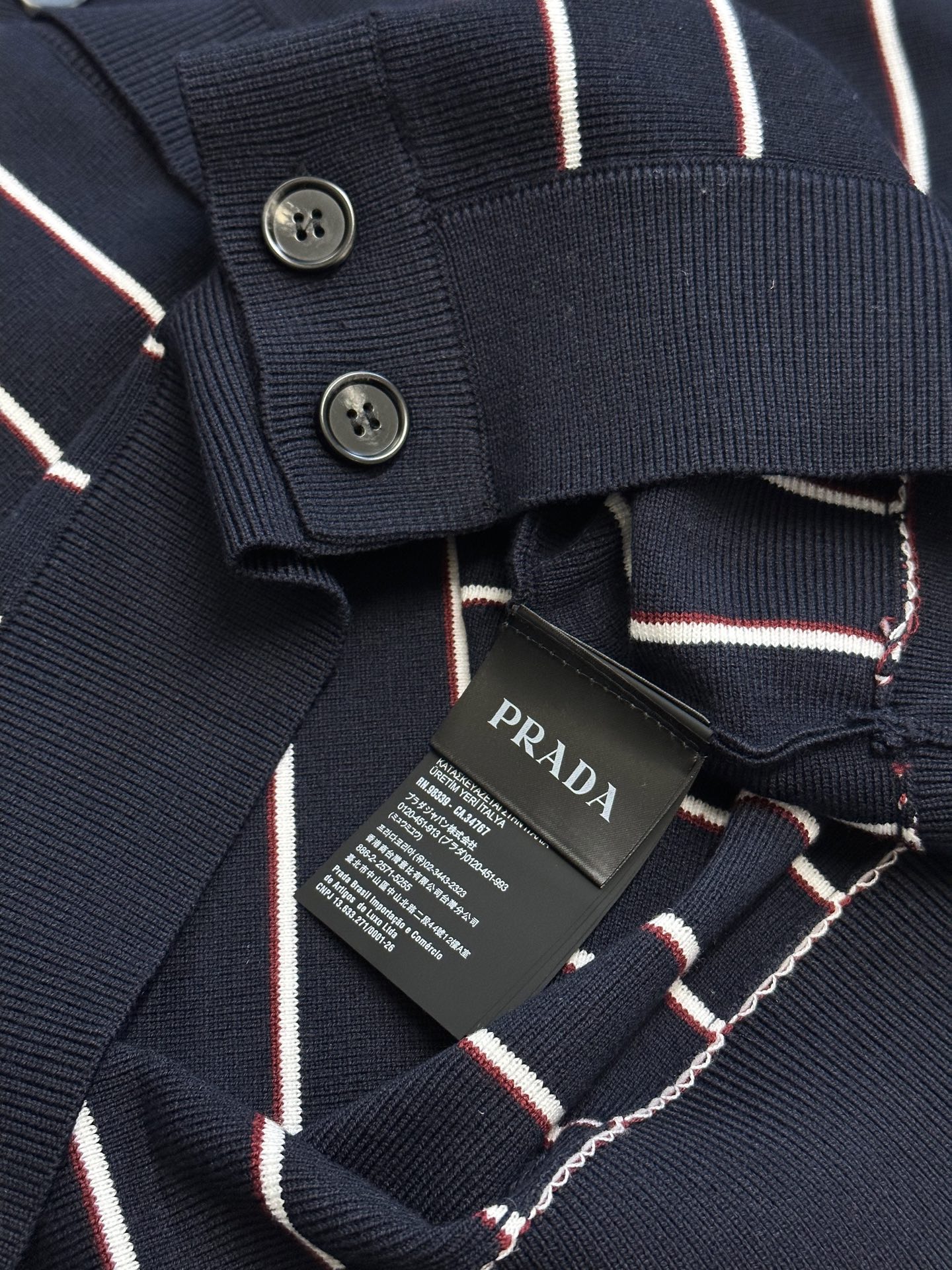 Stripe embroidered long-sleeved sweater