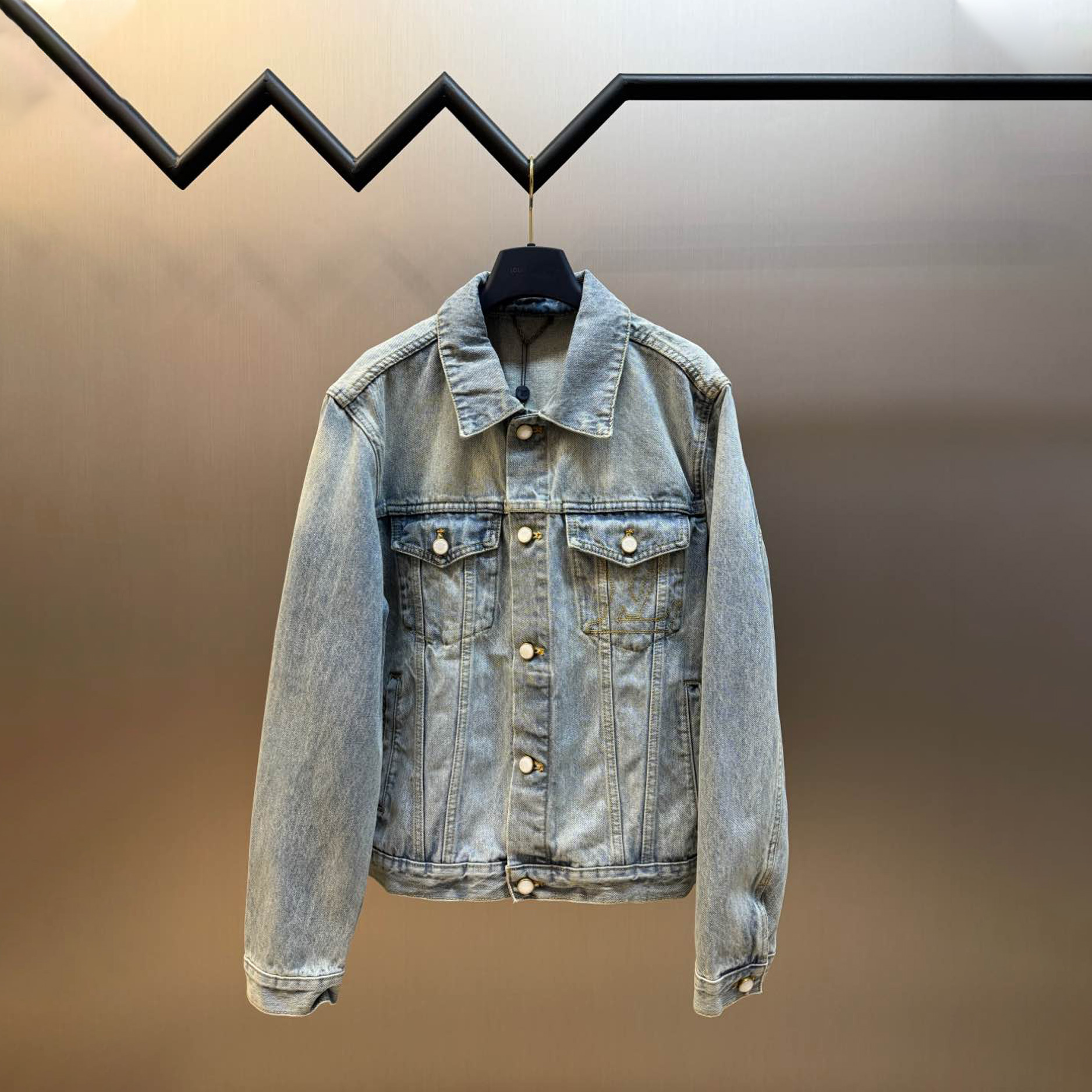 Pearlescent Button Denim Jacket