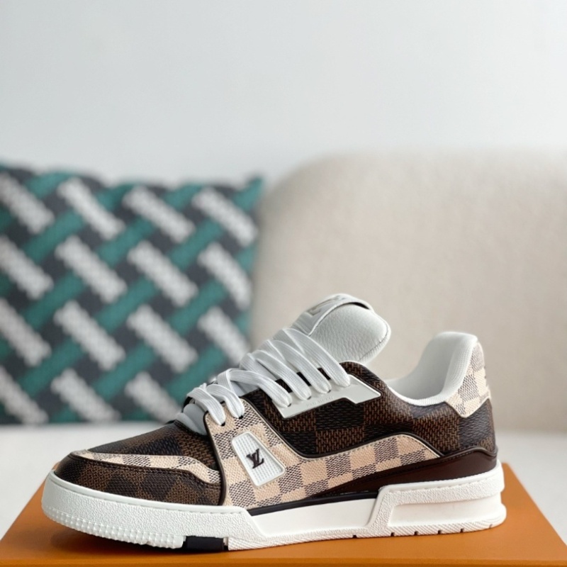 Trainer Sneakers 'Brown and White Plaid