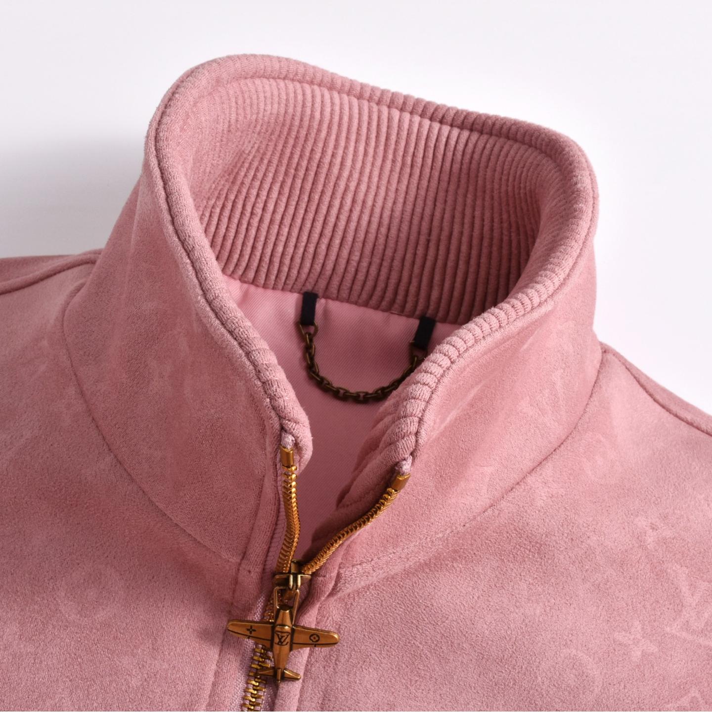 All over print suede stand collar jacket