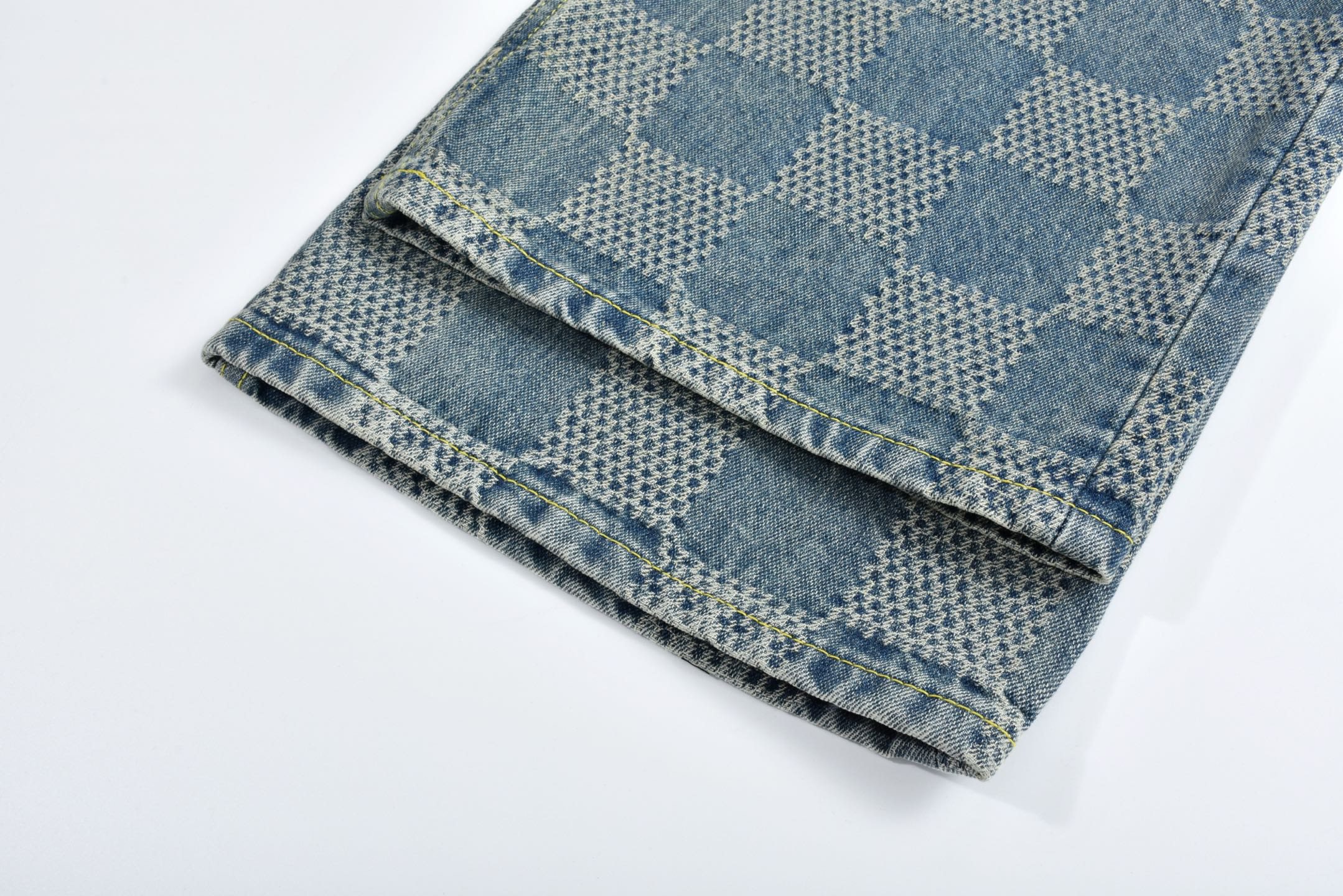 1V25ss checkerboard straight jeans