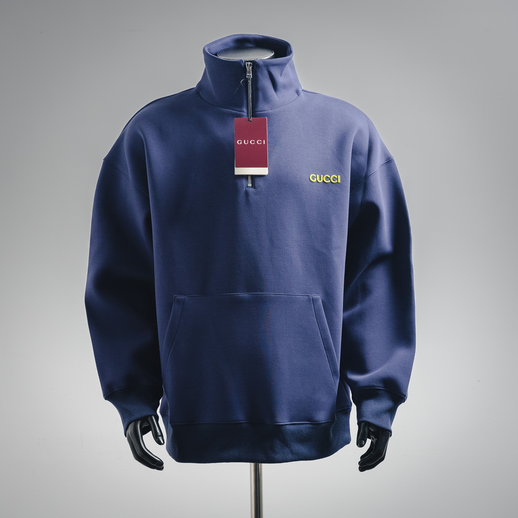 Yellow Letter Applique Half-Zip Sweatshirt