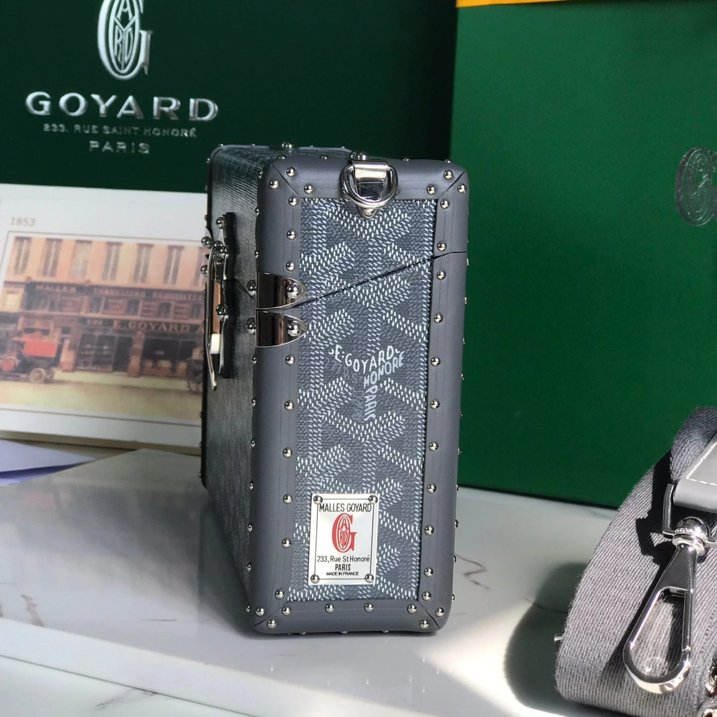 Bag 21 In Grey Canvas & Cowhide