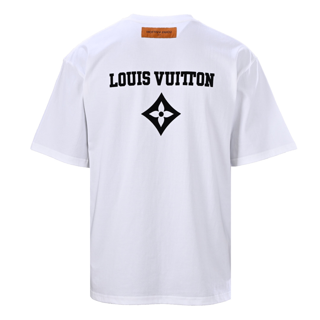 Flocked print short-sleeved T-shirt