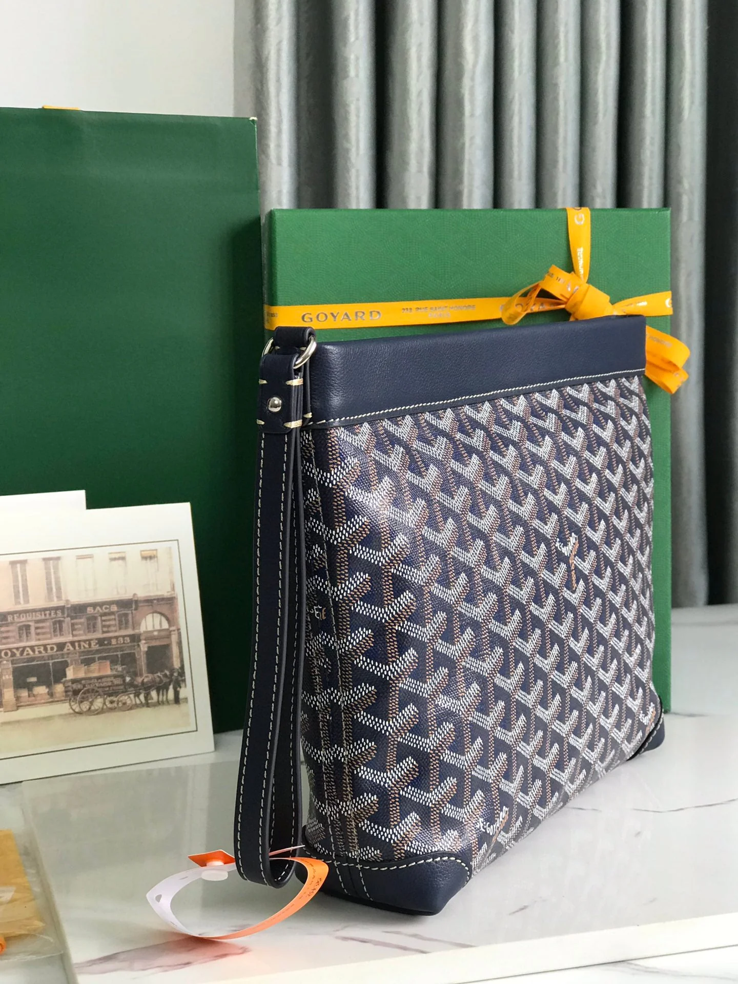 24 In Navy Blue Lambskin And Canvas