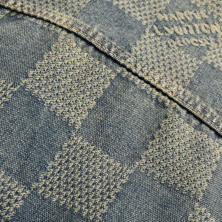 Checkerboard distressed denim jacket