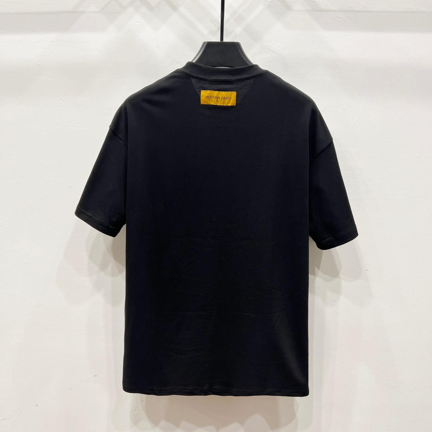 Flocked Print Short Sleeve Crewneck T-Shirt