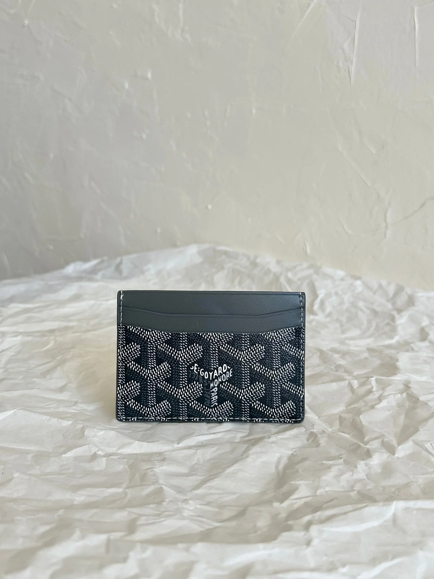Grey And Black Calfskin Card Holder