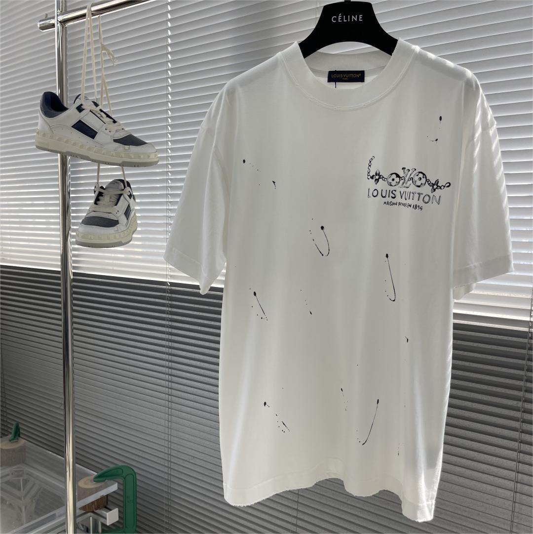 Hand-painted graffiti splash print short-sleeved T-shirt