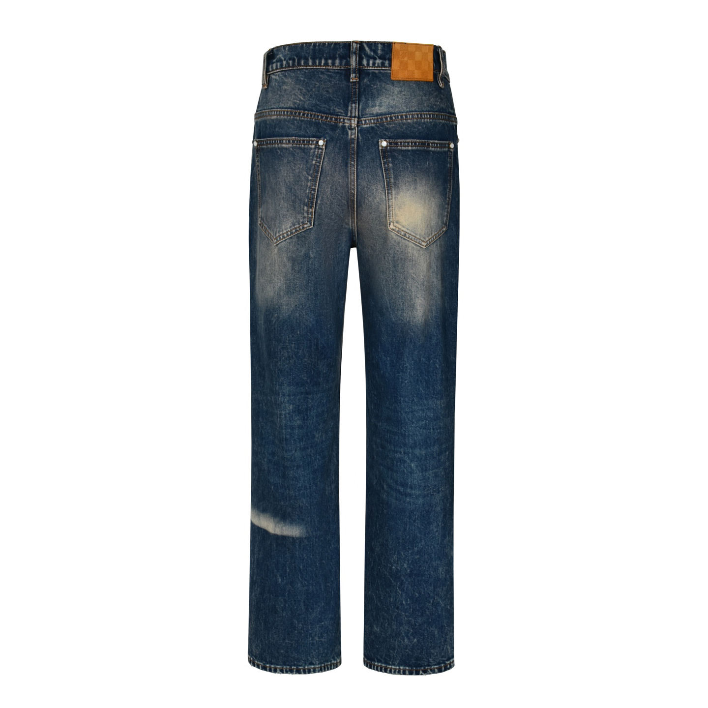 Abnormally faded leather label jeans