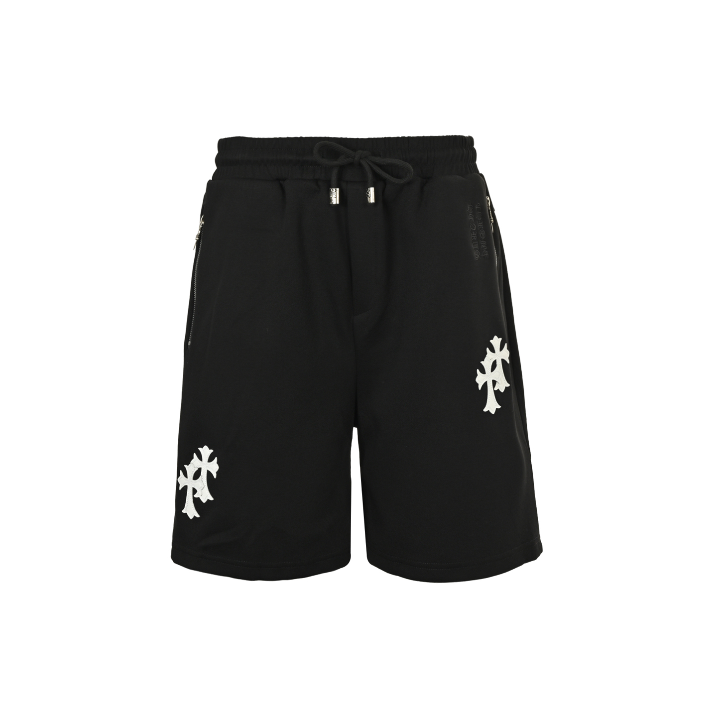 Embroidered white label cross shorts