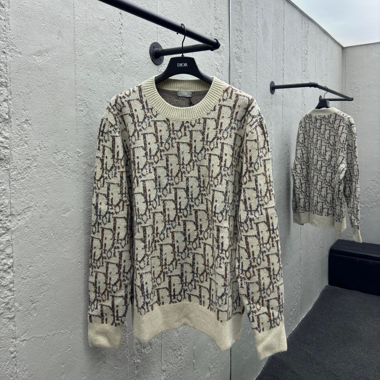 Wool Sweater With Lettering Jacquard