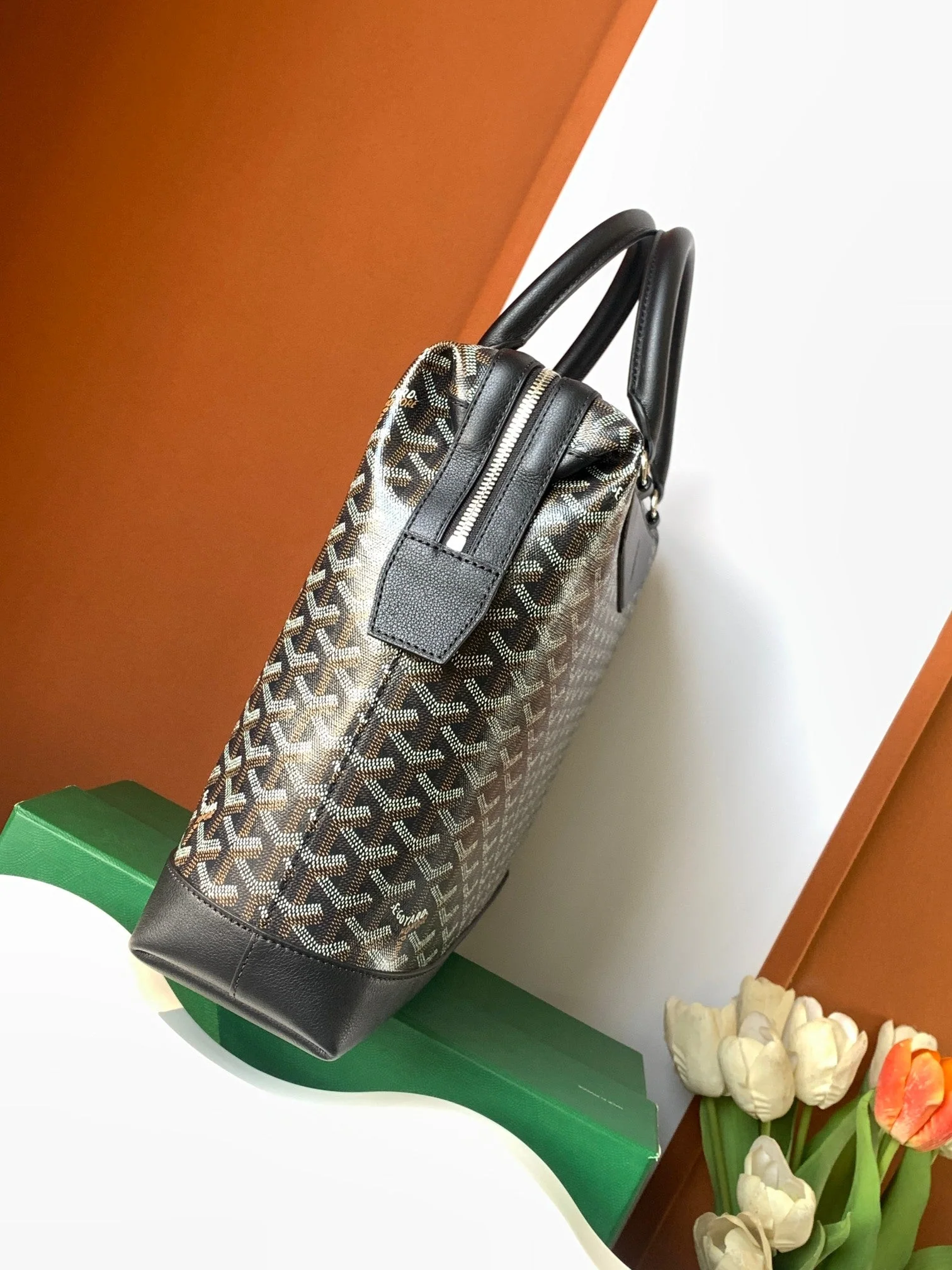 Black Canvas And Calfskin Document Holder