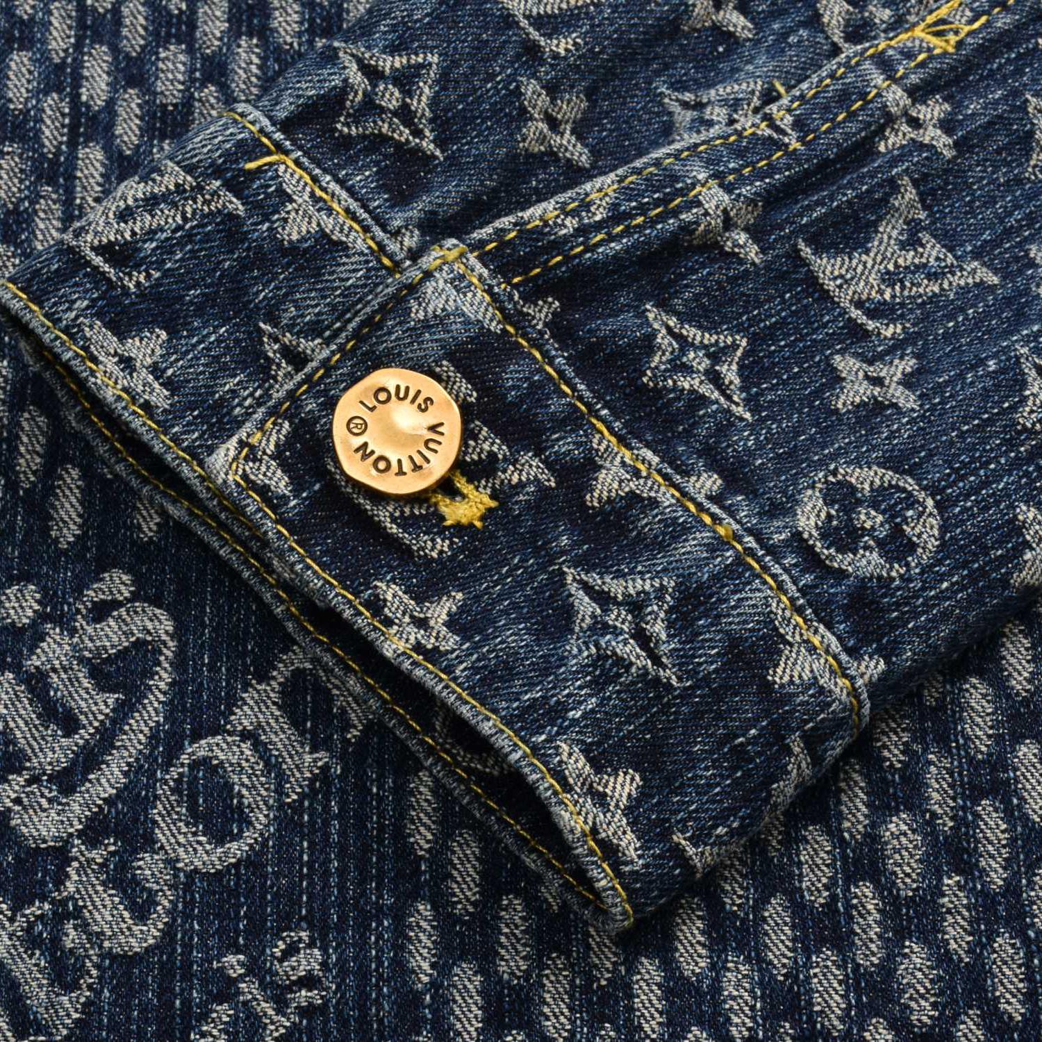 Checkerboard Denim Hooded Down Jacket