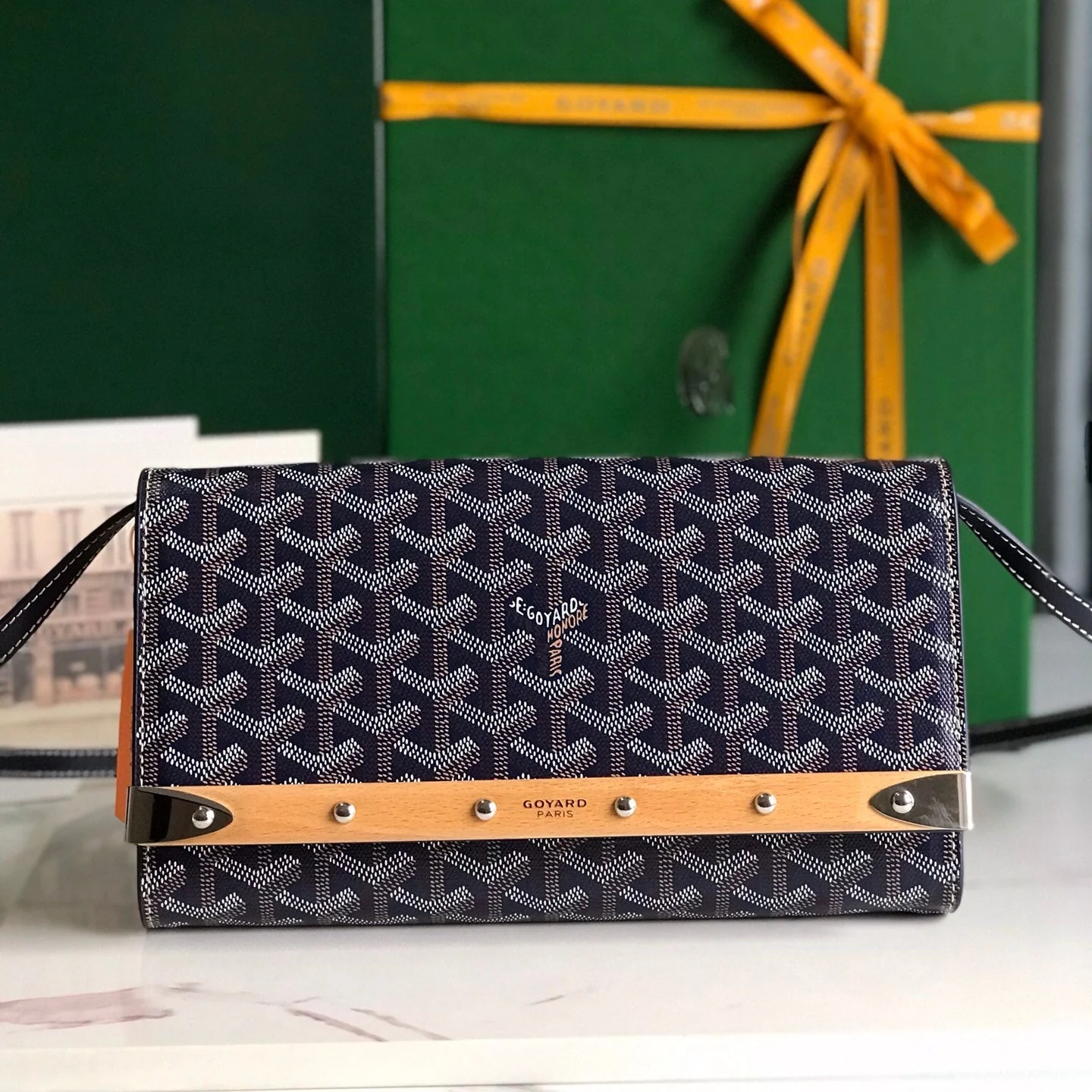 Navy Blue Canvas Small Clutch