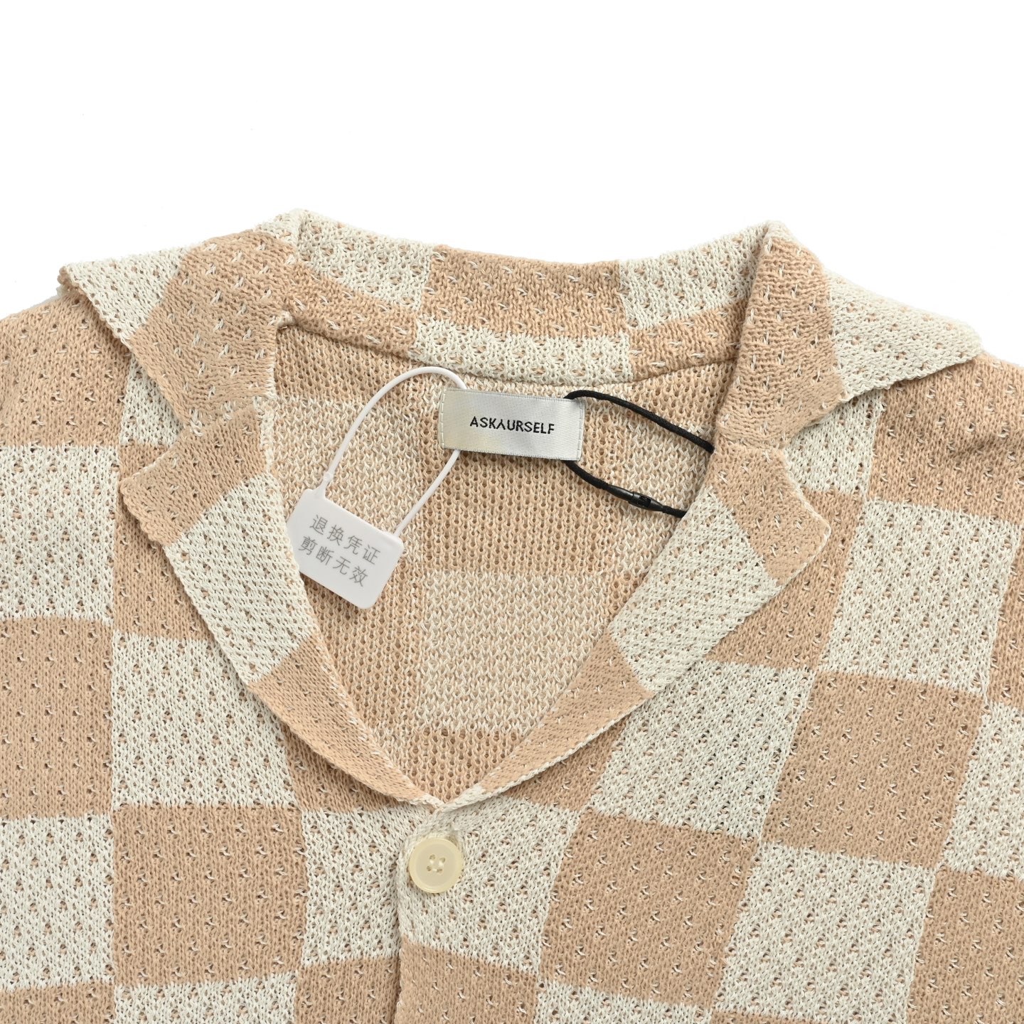 25SS Checkered Knit Short Sleeve Shirt